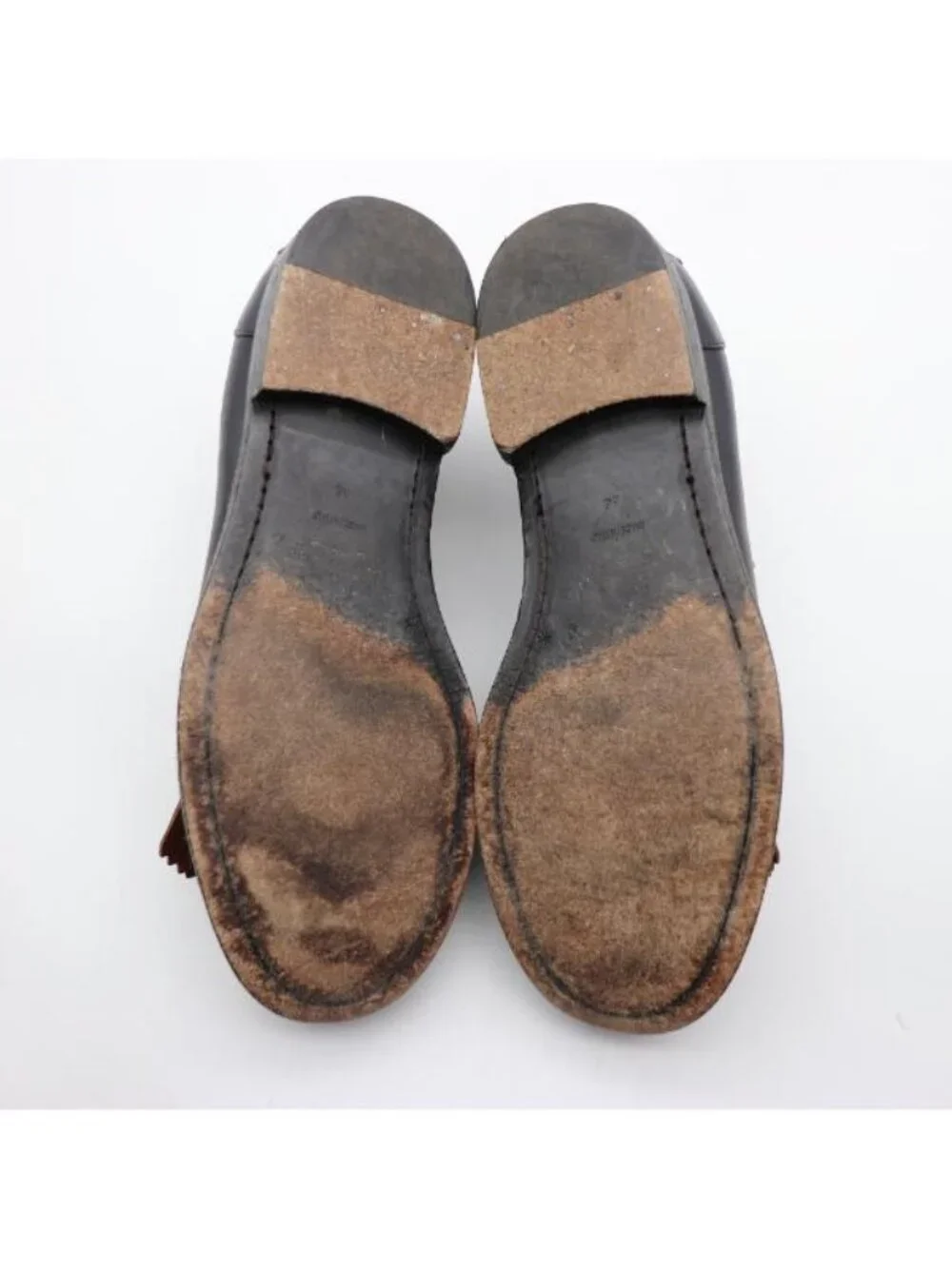 Burberry Kiltie Bedmoore Fringe Men’s EU 44 Leather Loafers Navy/ Brown Italy - Picture 9 of 14